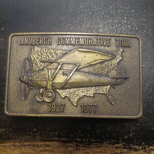 1977 VINTAGE BELT BUCKLE LINDBERGH CELEBRATION Brass